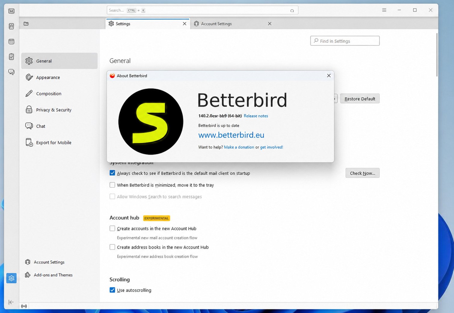 Betterbird download options for Windows, Linux, and macOS