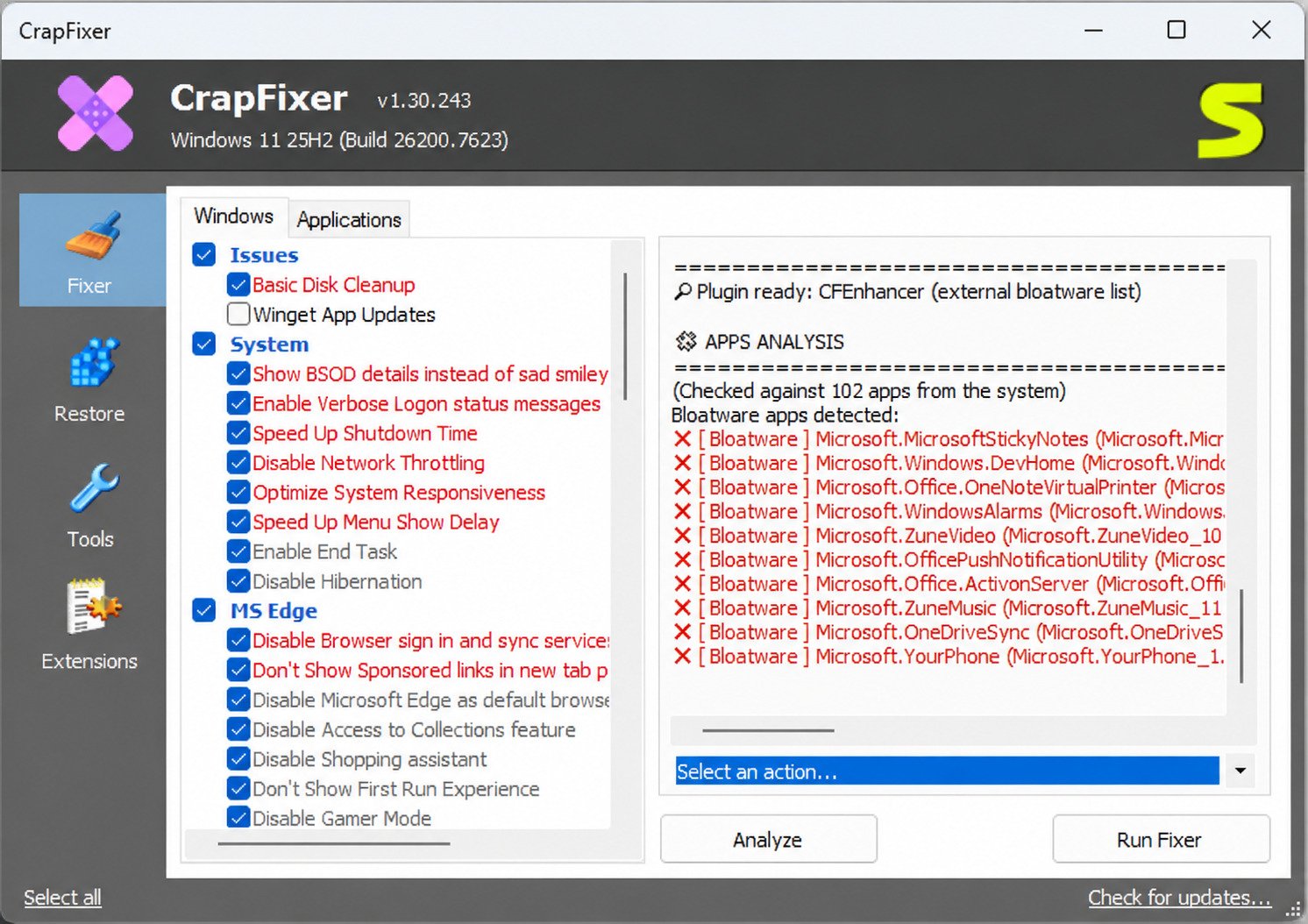Installing and launching CrapFixer as administrator on Windows