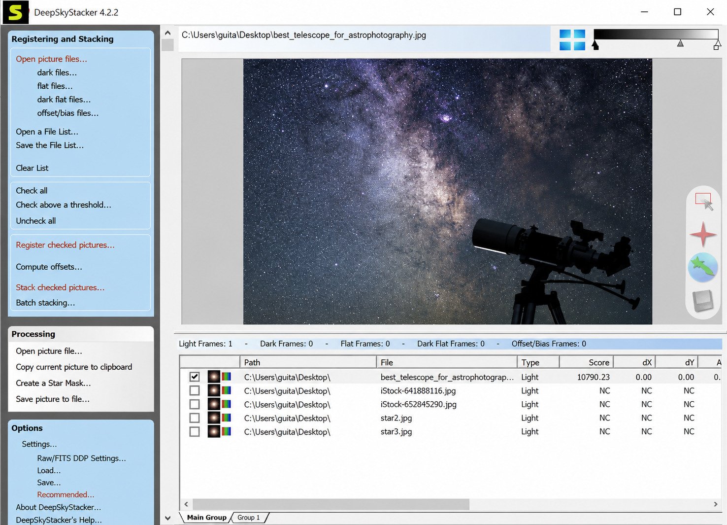 DeepSkyStacker download page