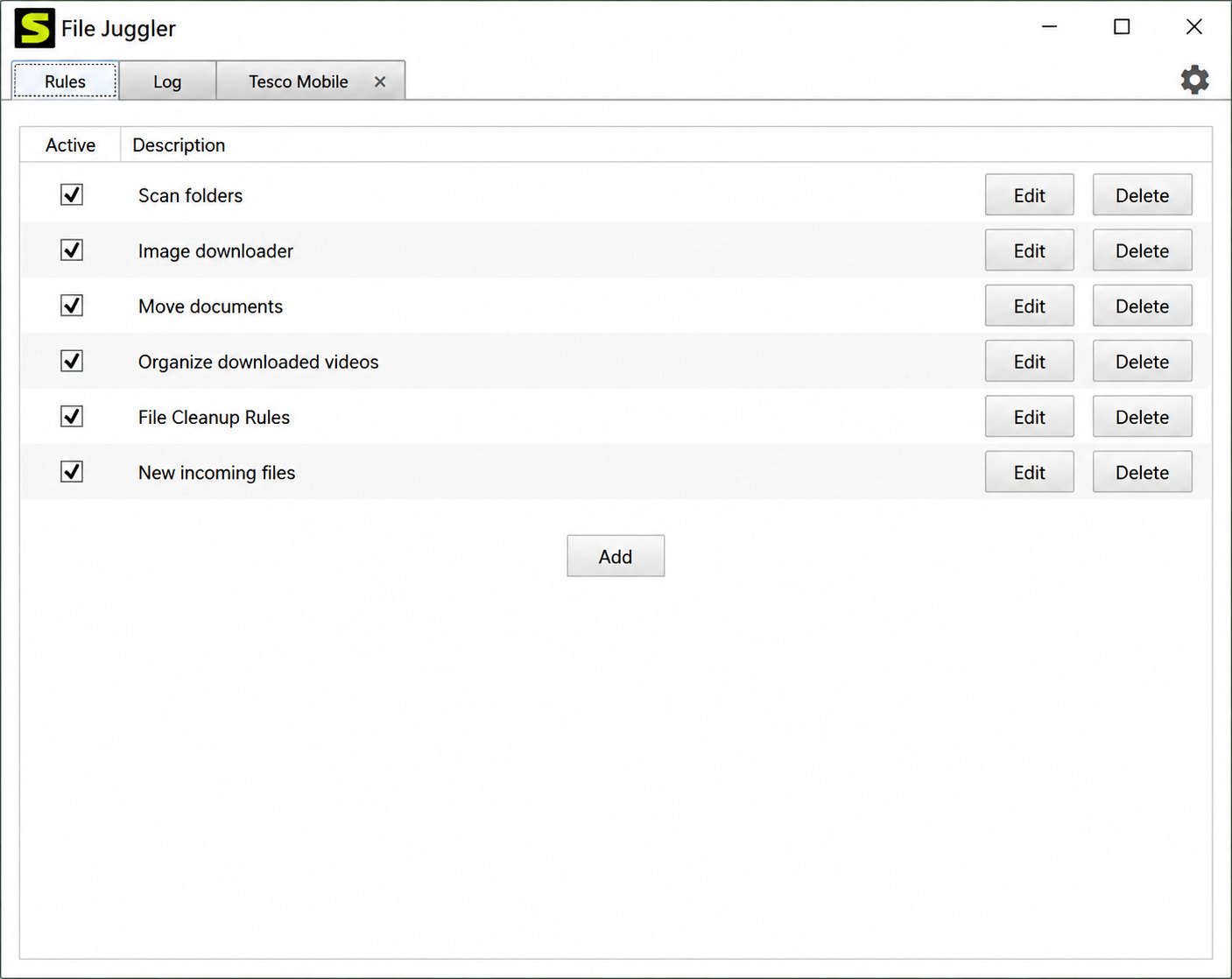 File Juggler free trial installed on a Windows laptop