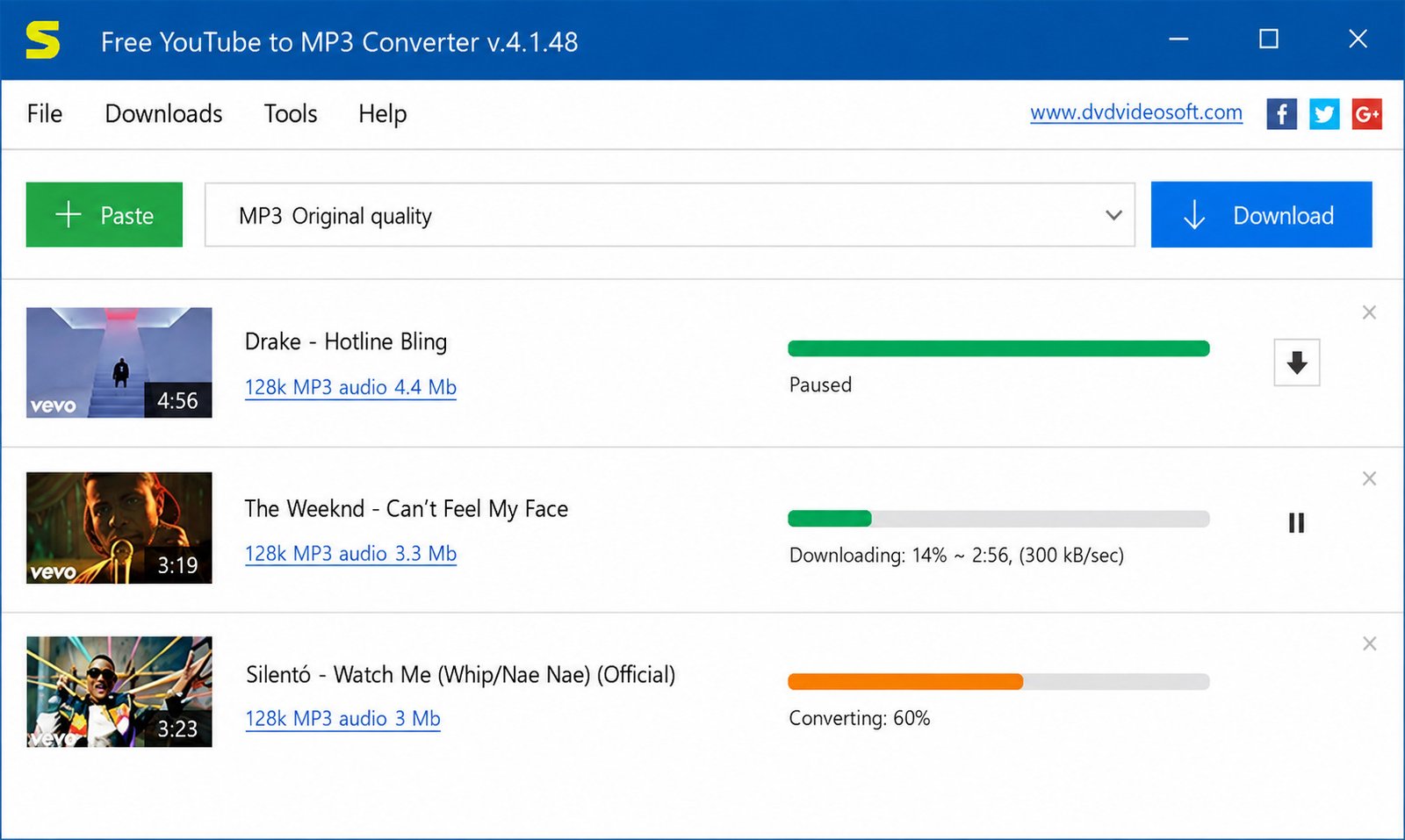 YouTube to MP3 converter interface on PC