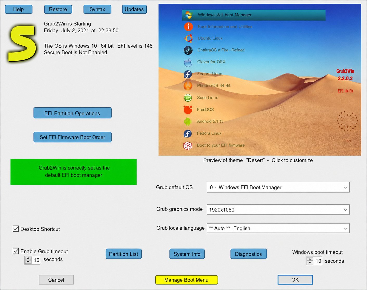 Grub2Win installer files for PC