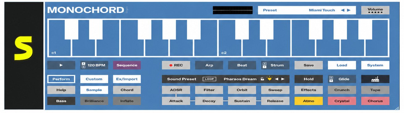 MONOCHORD 1.0.6 chord plugin running on a Windows PC