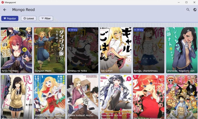 Mangayomi running on desktop / PC