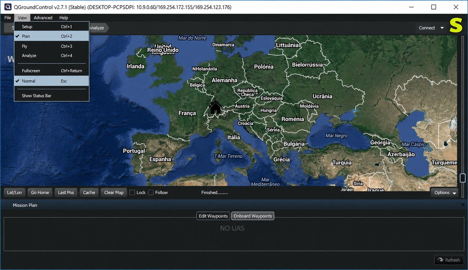 QGroundControl installed and running on a PC