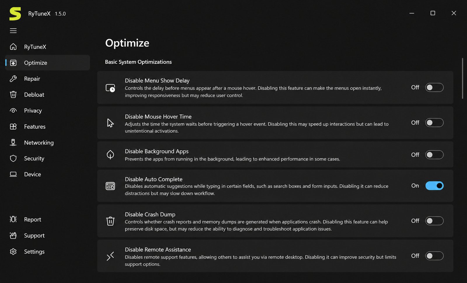 RyTuneX installation screen for Windows