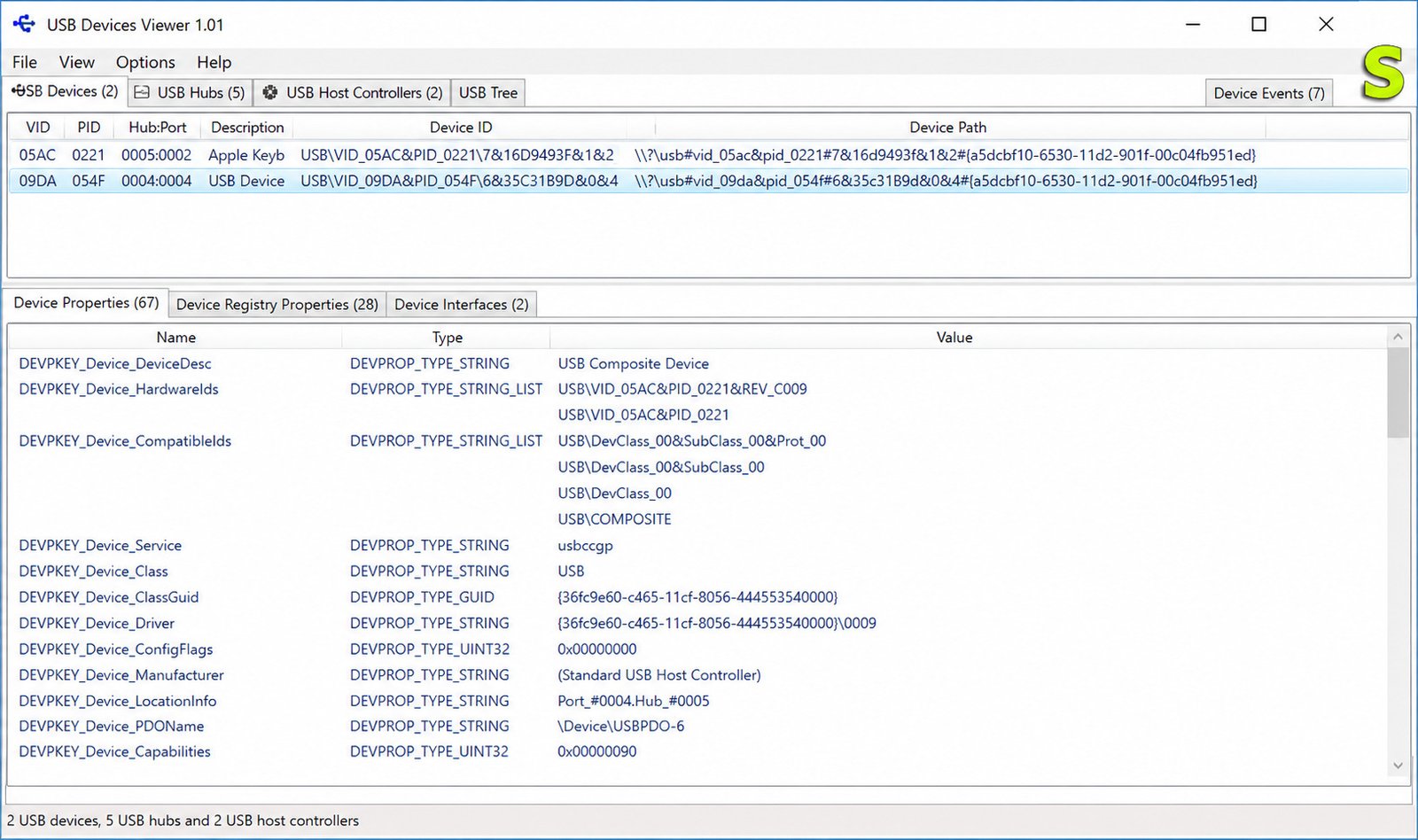 USB Device Viewer download screen showing the app interface
