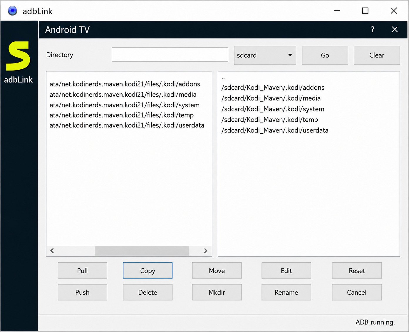 adbLink download interface for Kodi setup