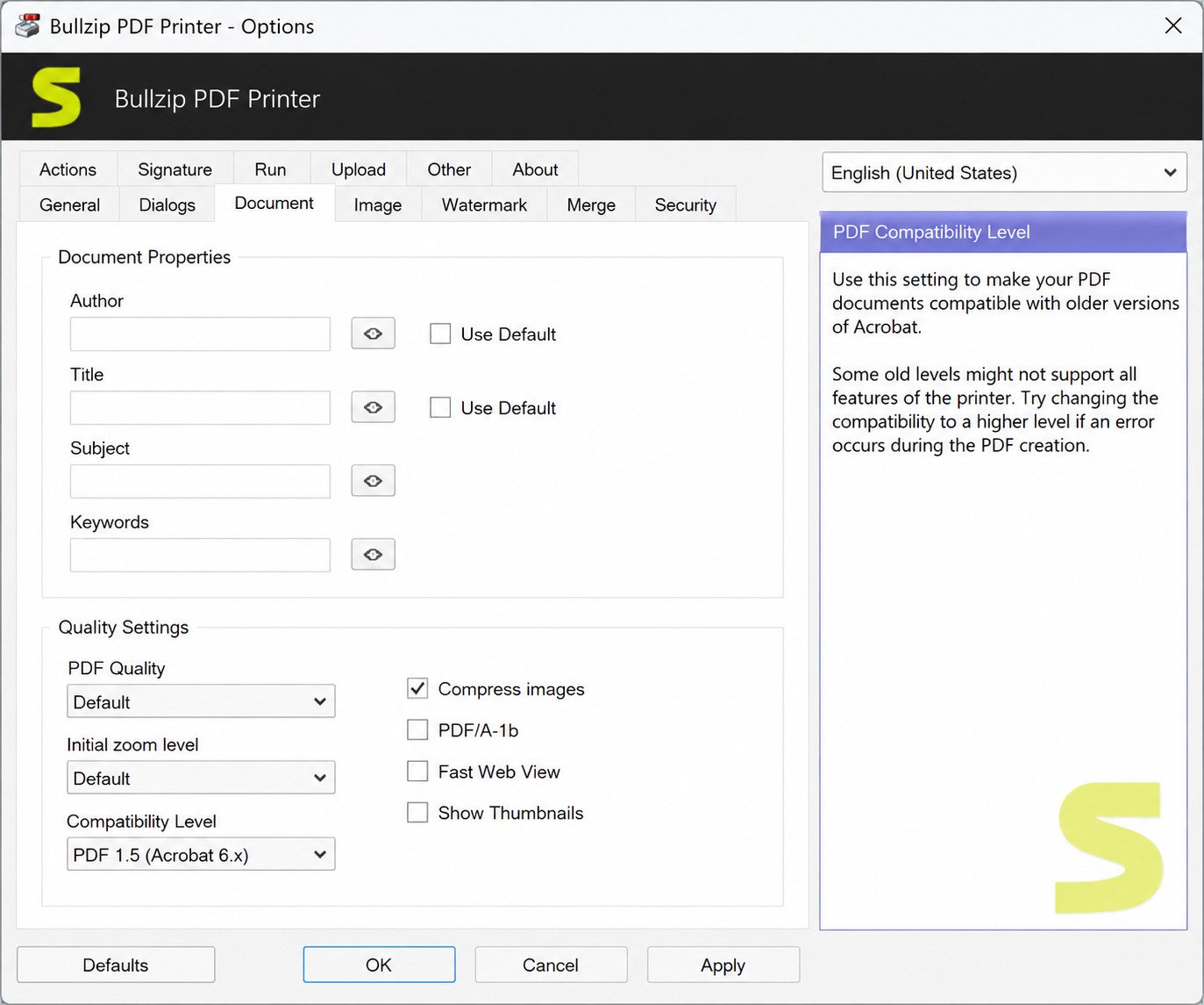 BullZip PDF Printer free download page