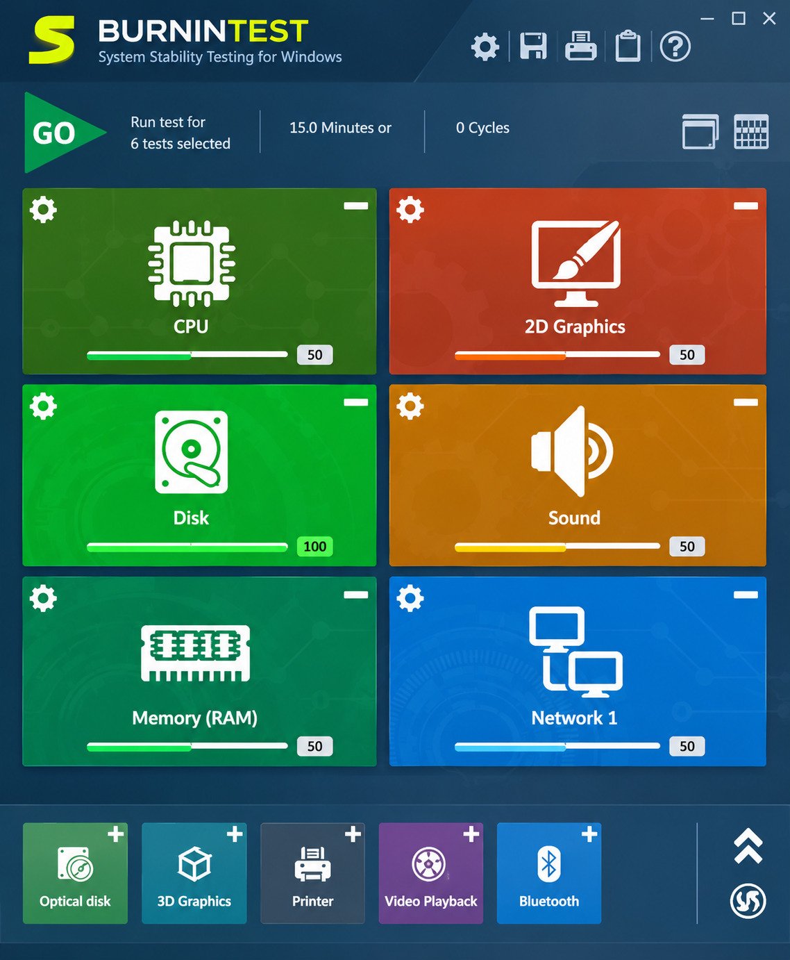 BurnInTest free trial download screen