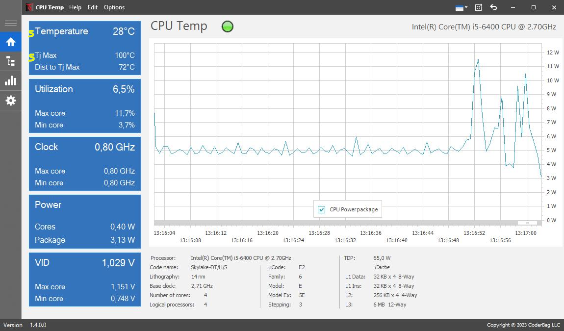 CPU Temp running on a PC