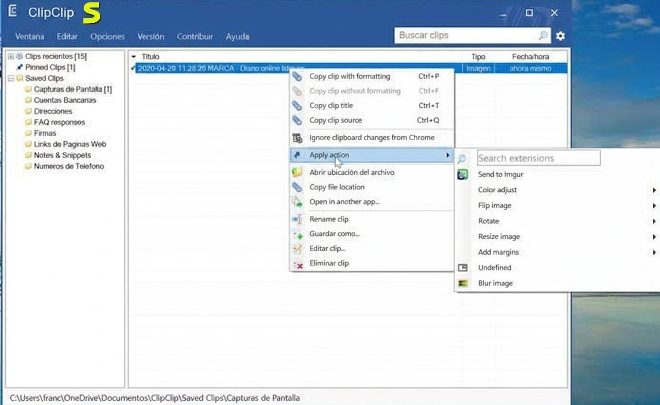 ClipClip running on a Windows PC