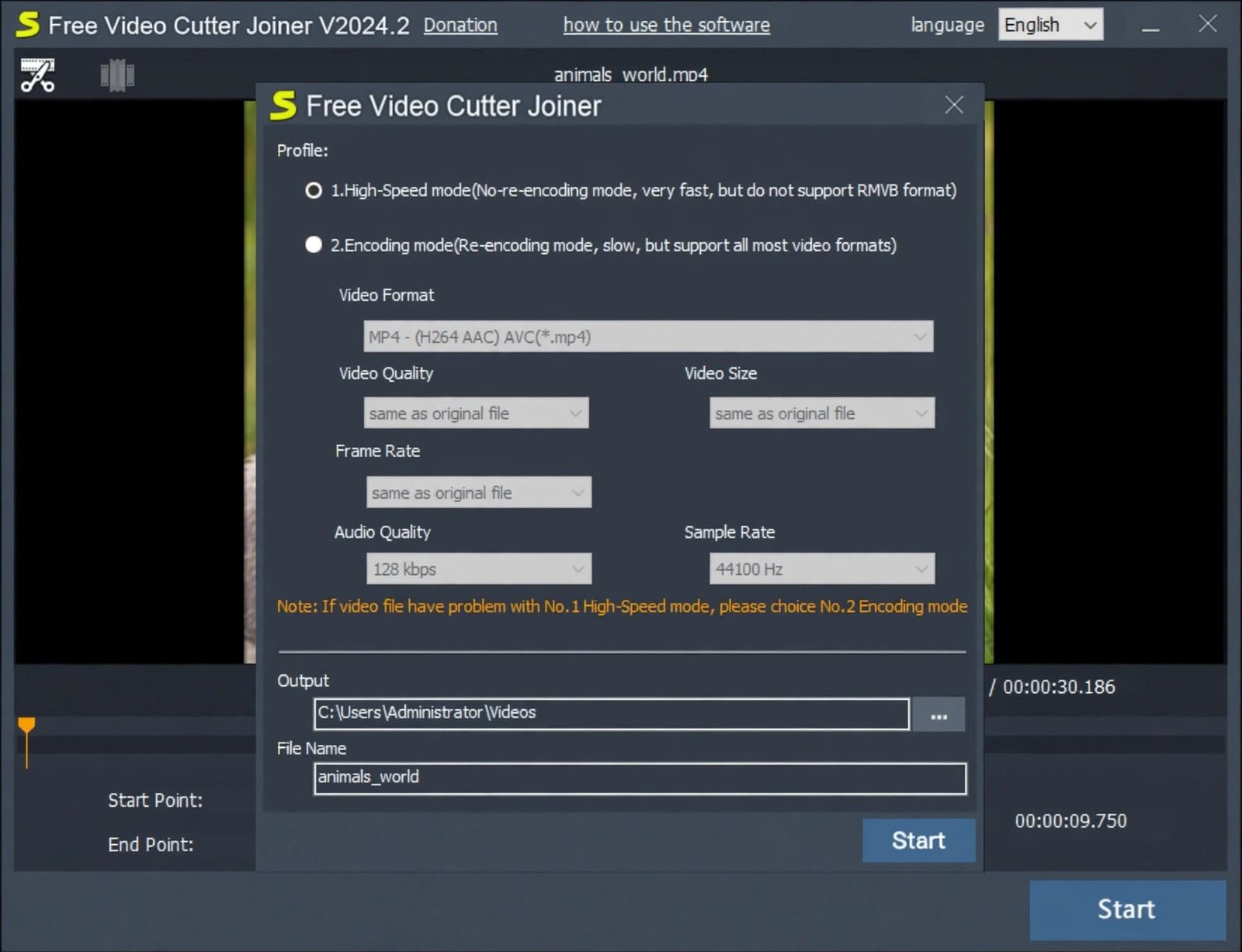 Free Video Cutter Joiner free download screen