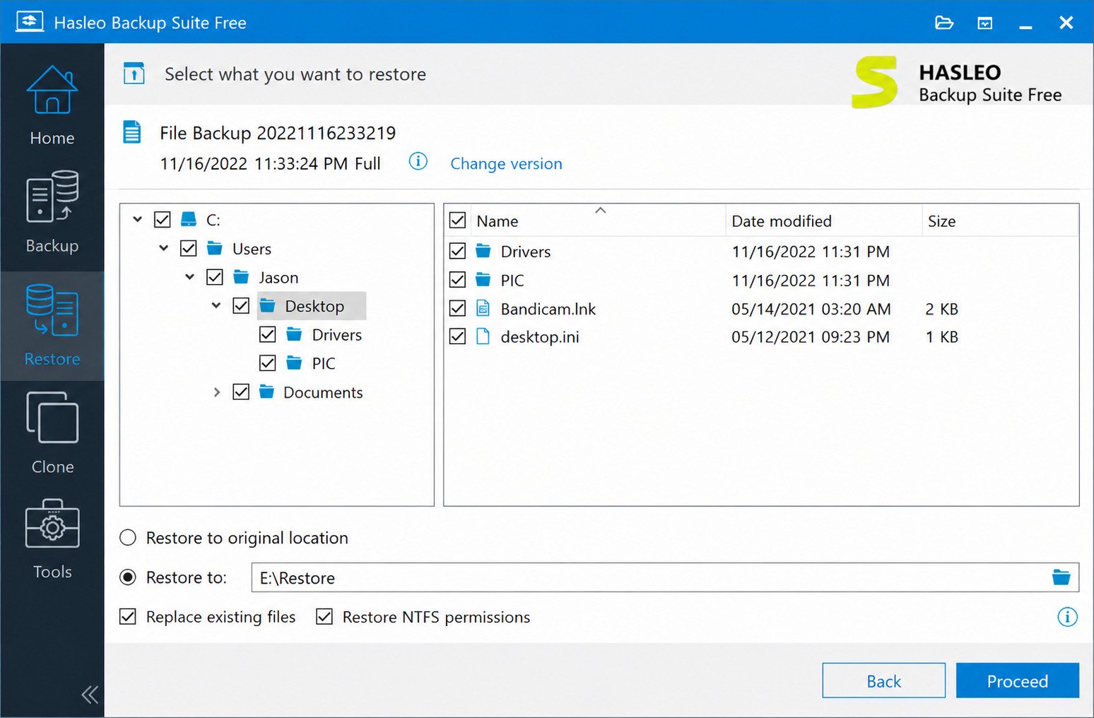 Hasleo Backup Suite free download interface